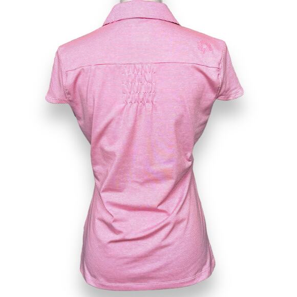 Puma Pink & White Striped Polo with Cap Sleeves Size S - Picture 5 of 9
